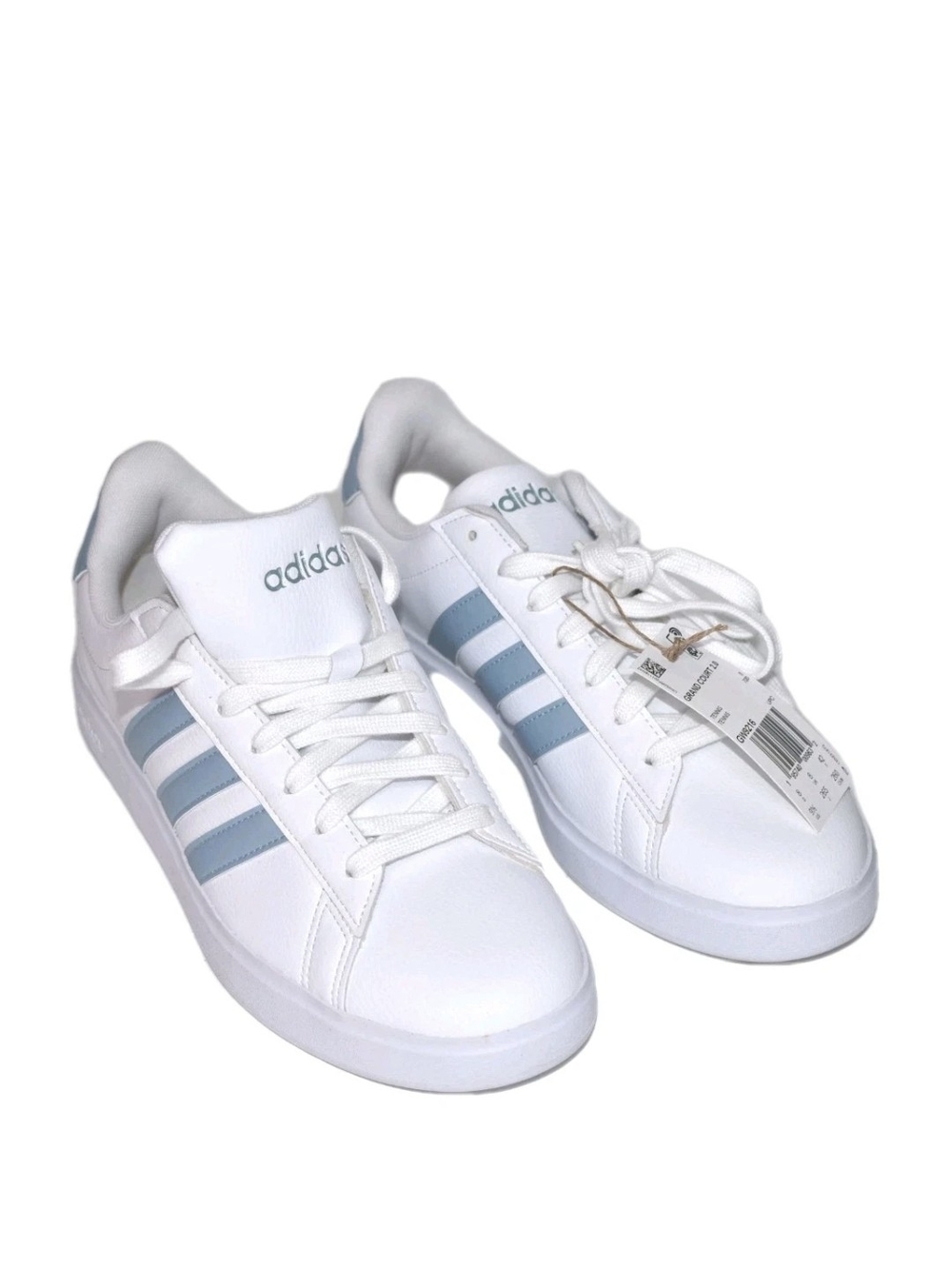 Adidas White Sneakers Women with Light Blue Stripes